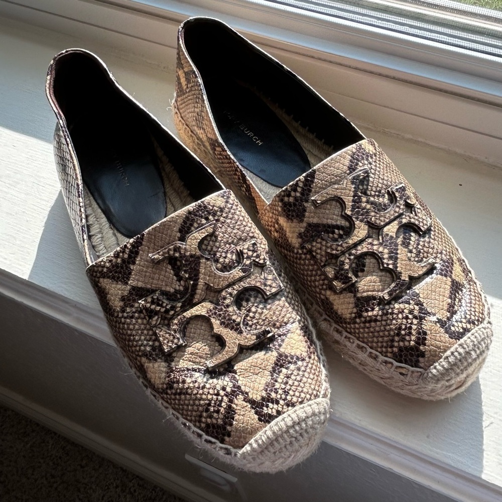 Tory Burch Stamped Snake Leather Ines Platform Espadrille
